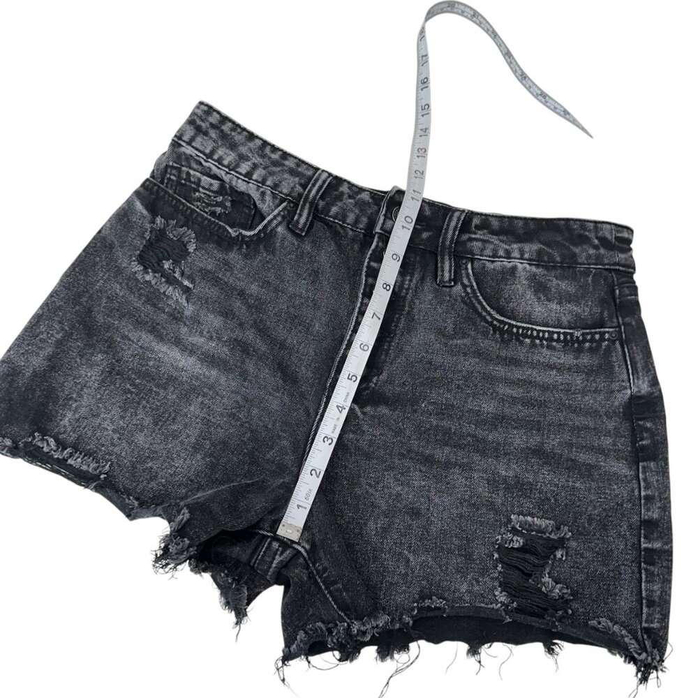 YMI DREAM Women Distressed Black Soft Denim Shorts Cut Off Button Fly Size 11/30 - Picture 6 of 11